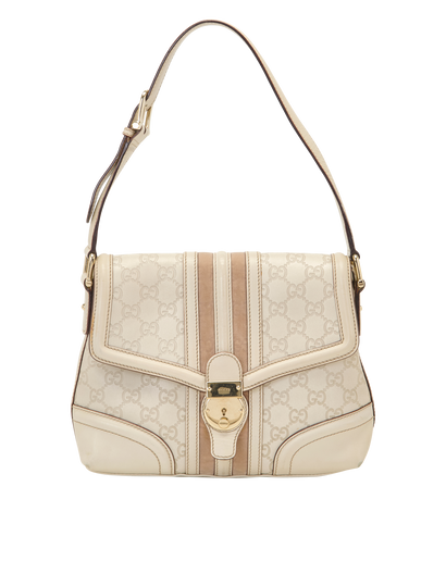 GG Signature Treasure Flap, &pound;395, Handbags, White, Leather, Front view